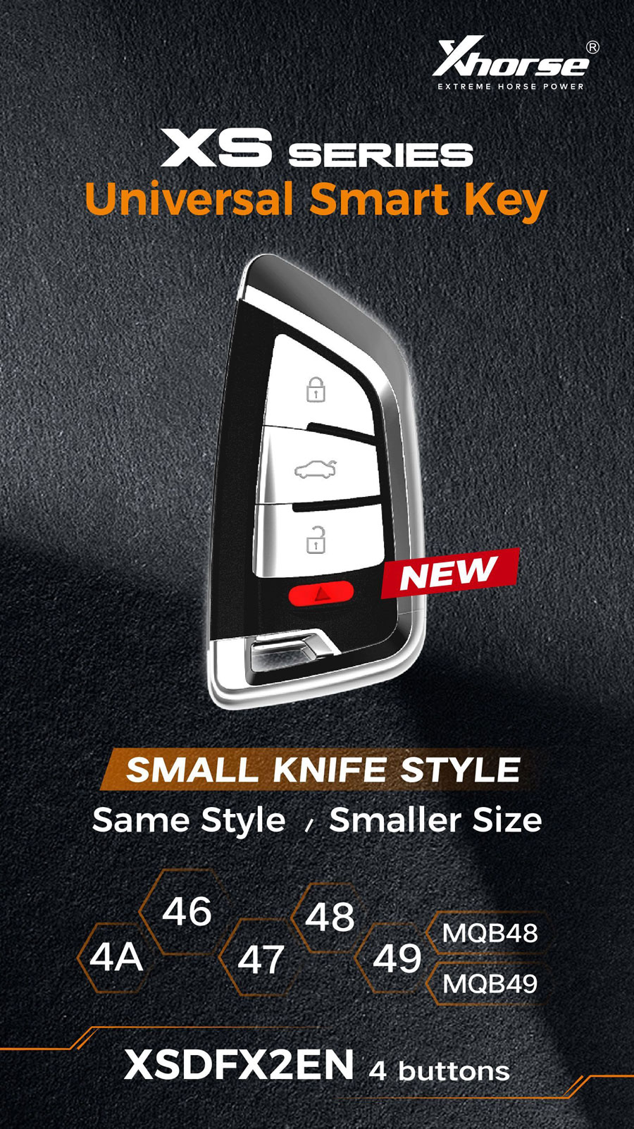 Xhorse XSDFX2EN Knife Style Smart Key 4 Buttons