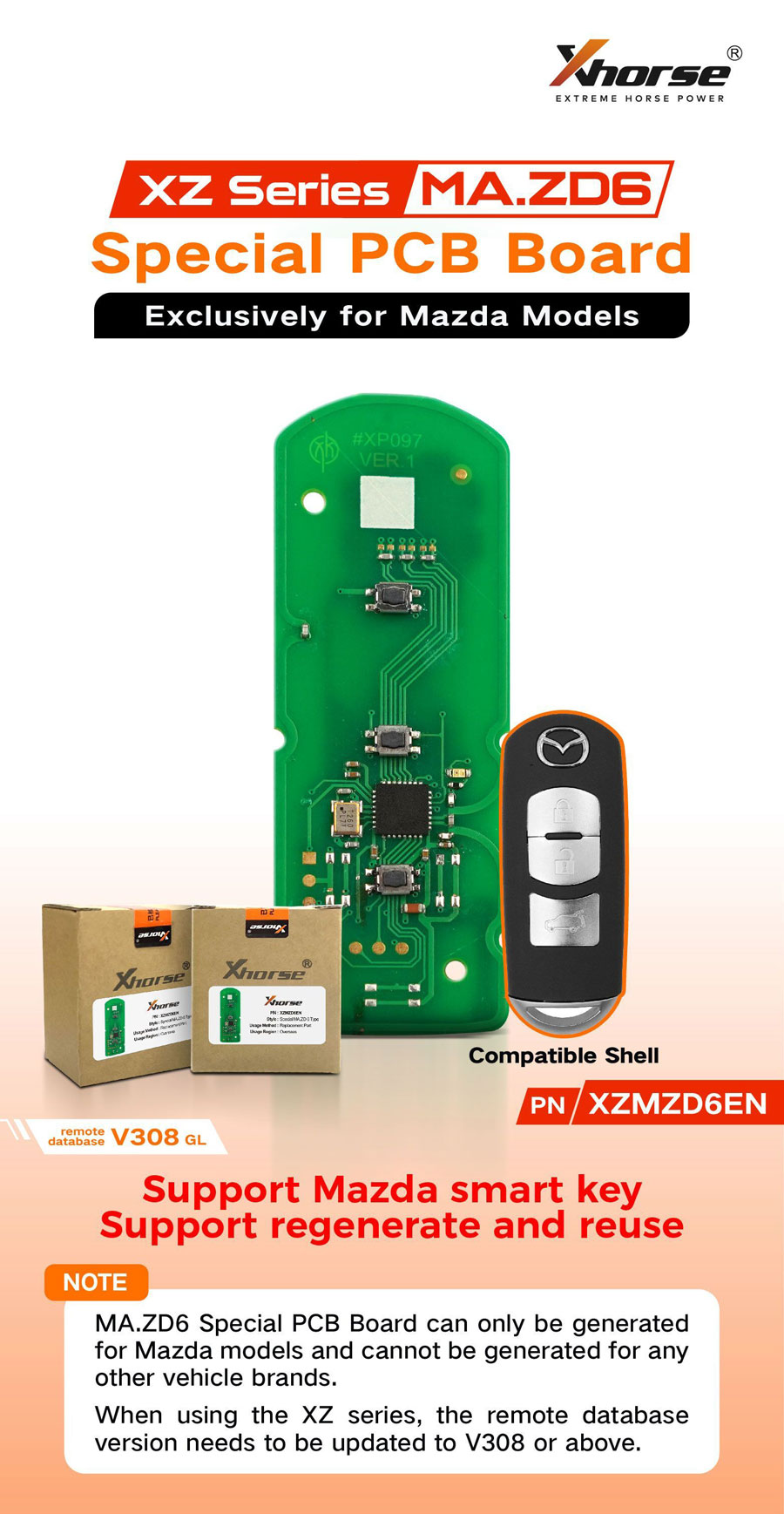 XHORSE XZMZD6EN Special PCB Board Exclusively for Mazda